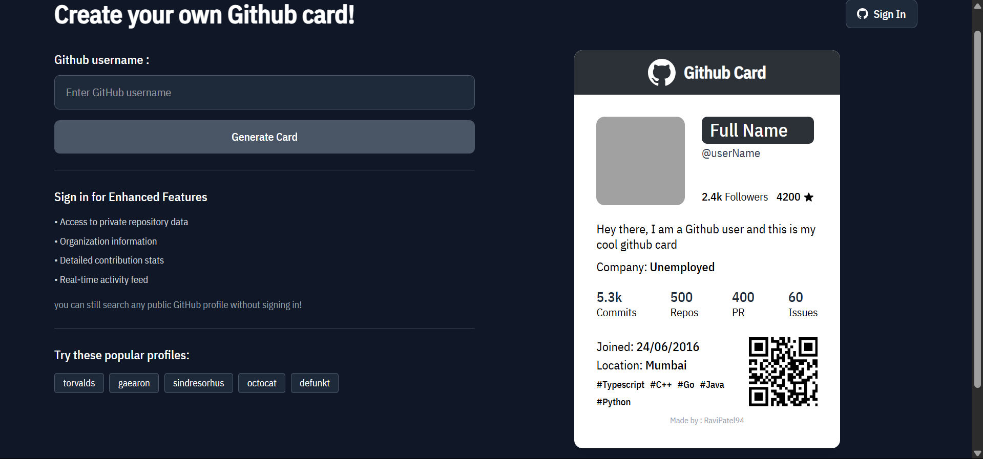Github Card