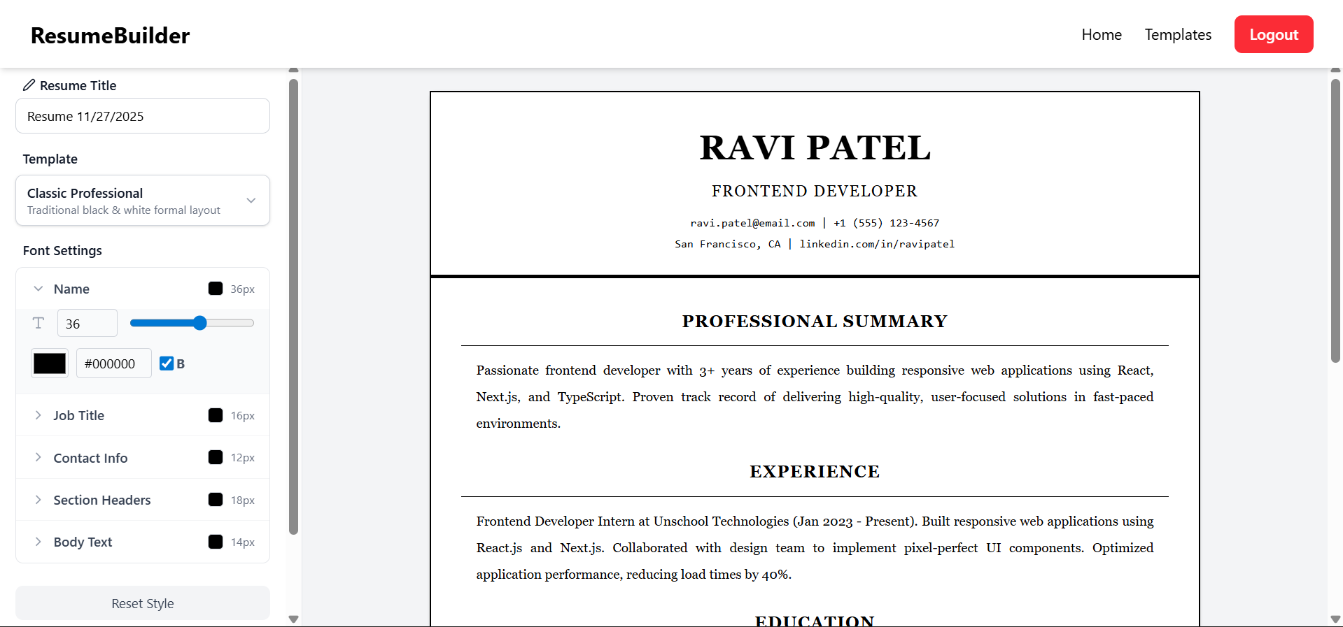 Resume Builder